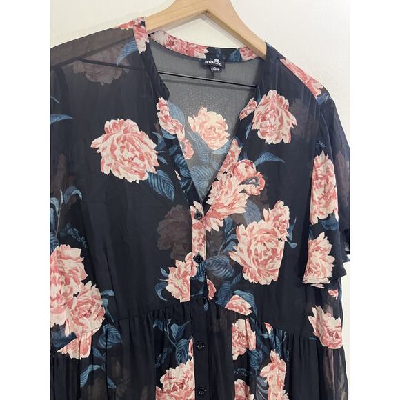 Romance Cottage Boho Fairy Grunge Whimsigoth Sheer Floral Doll Dress 1 Victorian - Picture 2 of 15